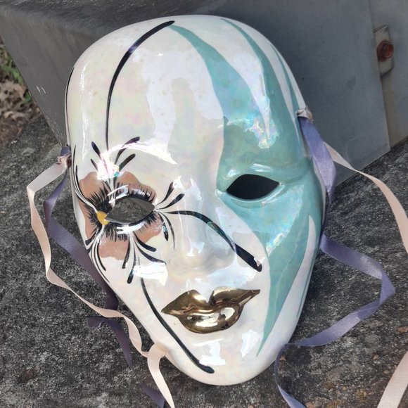 Ceramic Masquerade Masks Wall Hanging Decor Art - Picture 5 of 5